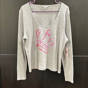 Juicy Couture Heather Gray Long Sleeve with Pink Crown